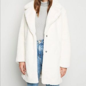 New Look White/Cream Faux Fur Coat